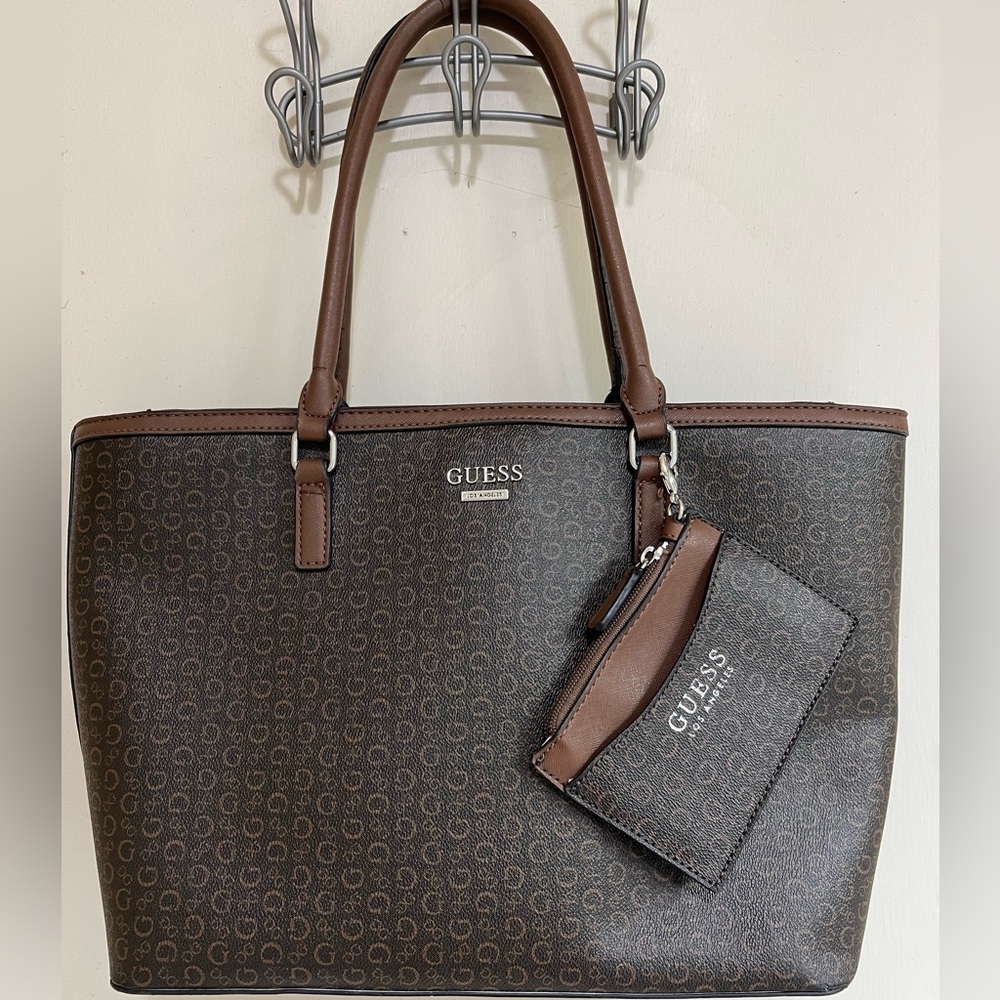 Guess black and brown tote